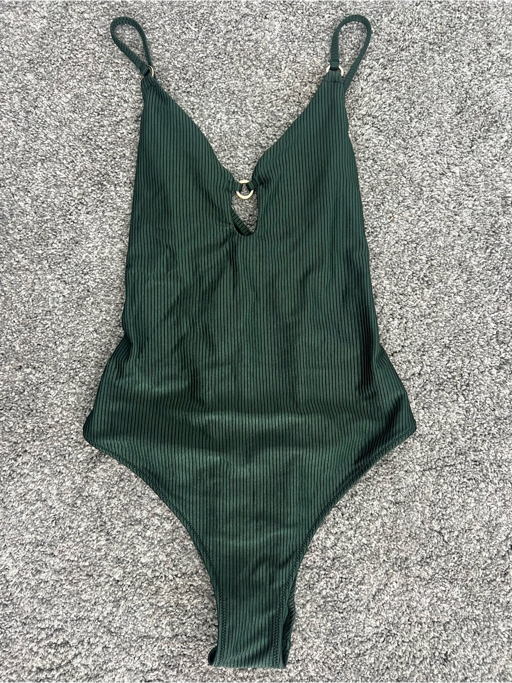 aerie Forest Green Ribbed One-Piece Cheeky Swimsuit